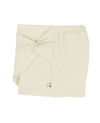 Calvin Klein Girls' 2T-6X Ribbed Logo T-Shirt and Crinkle Knit Wrap-Front Shorts, 2-Piece Set