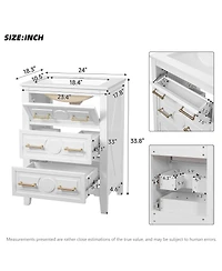 Sillysis 24 Inch Bathroom Vanity with Ceramic Sink, Retro Solid Wood Cabinet, 3 Soft Close Drawers for Small Bathrooms