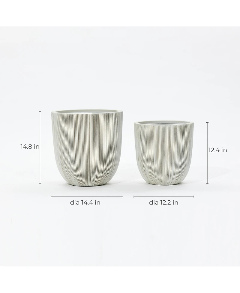 LuxenHome 2-Piece Tapered Round Plastic Planters Set, Mediterranean