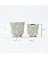 LuxenHome 2-Piece Tapered Round Plastic Planters Set, Mediterranean