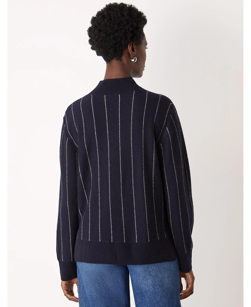 Whistles Women's Stripe Wool Funnel Neck Knit Sweater
