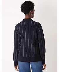 Whistles Women's Stripe Wool Funnel Neck Knit Sweater