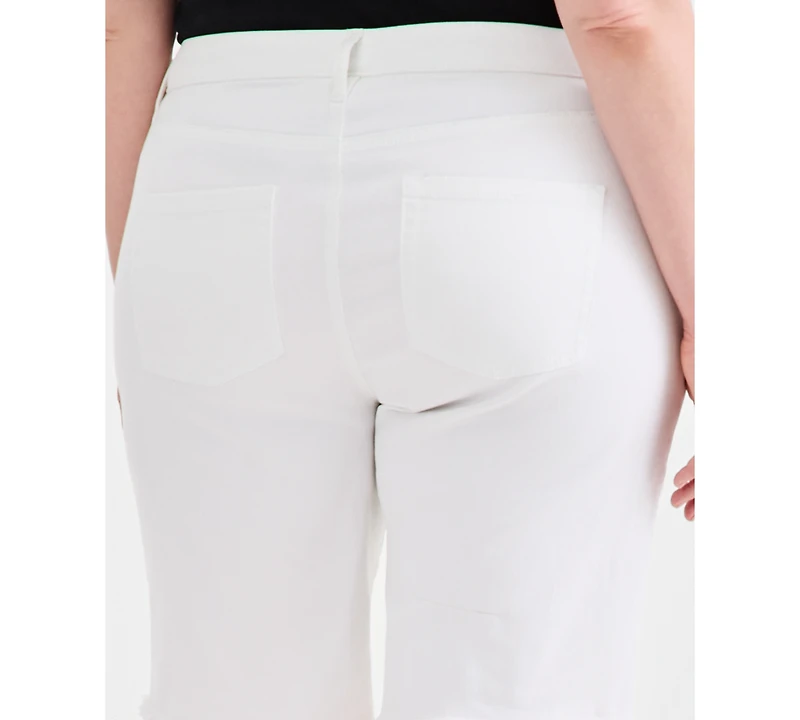 Style & Co Plus Mid-Rise Raw-Edge Bermuda Shorts, Macy's Exclusive