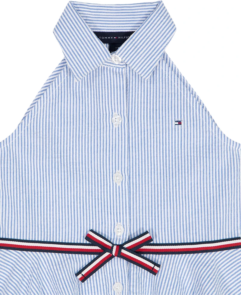 Tommy Hilfiger Girls' 2T-6X Ithaca Stripe Halter Polo Dress