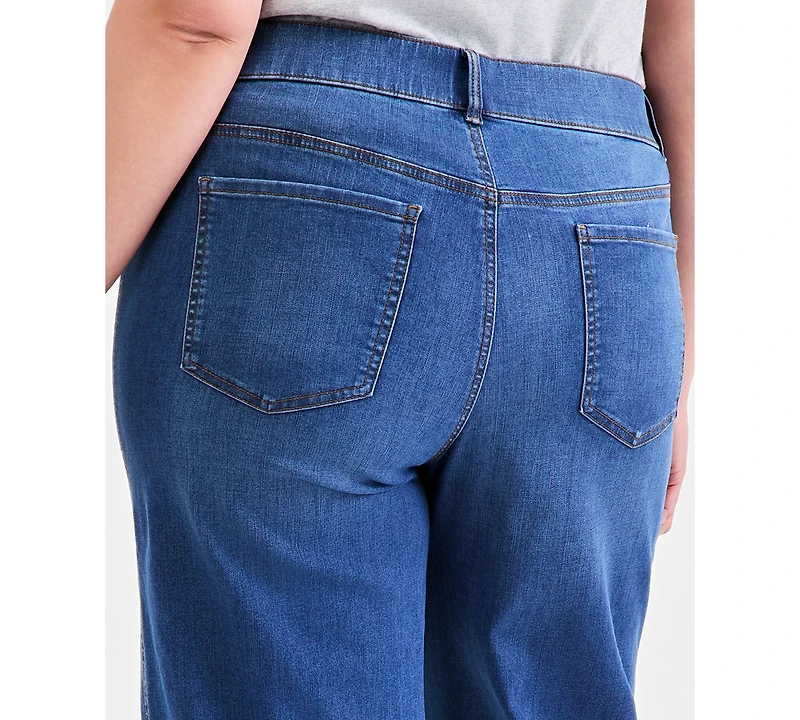 Style & Co Plus Wide-Leg Cropped Jeans, Macy's Exclusive