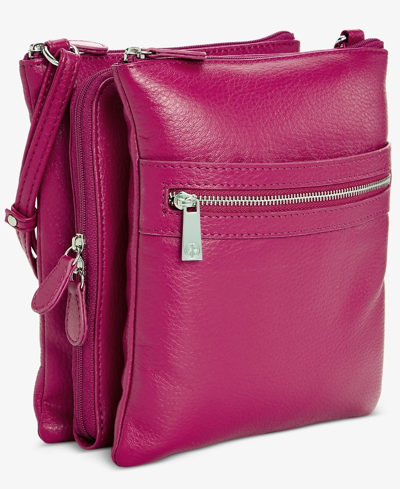 Giani Bernini Triple-Zip Pebble Leather Dasher Crossbody, Exclusively at Macy's