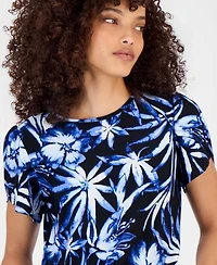 Anne Klein Essentials Petite Printed Tulip-Sleeve Top