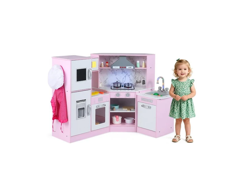 Slickblue Kids Corner Pretend Kitchen Playset with Separated Washing Basin