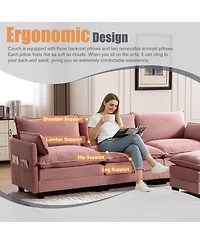 Streamdale Furniture 102" Oversized Modular Sectional Sofa with Movable Ottoman