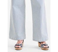 Style & Co Women's Striped High-Rise Pull-On Wide-Leg Jeans, Macy's Exclusive