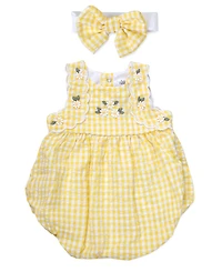 Baby Essentials Girls' Seersucker Floral Romper & Headband, 2-Piece Set