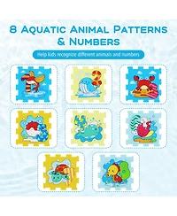 Slickblue 8-Piece Educational Interlocking Baby Play Mat with Animals and Numbers