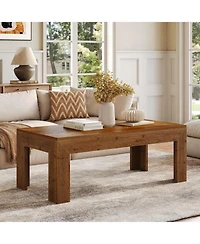 Tribesigns Rectangular Coffee Table, 47-Inch Solid Wood Living Room Coffee Table, Mid Century Modern Center Cocktail Table
