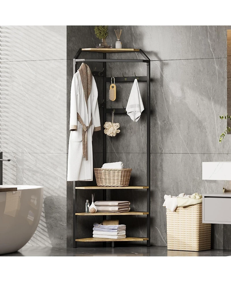 gaomon 6 Double Hooks Corner Hall Tree