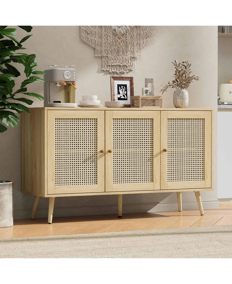 gaomon Rattan Storage Cabinet with 3 Doors