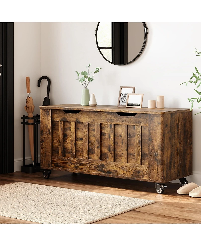 gaomon 39.4" Rolling Wooden Storage Chest