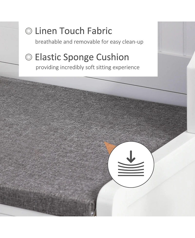 Homcom Coat Rack and Bench Hall Tree Organizer with 4 Hooks and 2 Drawer, White