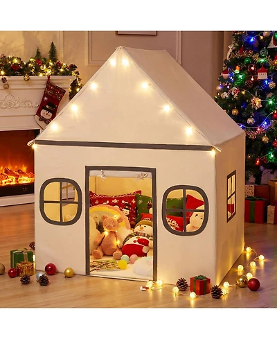Mecale Kids Large Playhouse Tent with Star Lights, Door Curtain, and Windows, Indoor
