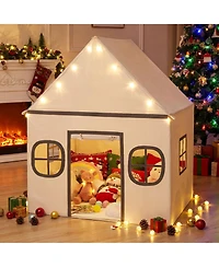 Mecale Kids Large Playhouse Tent with Star Lights, Door Curtain, and Windows, Indoor