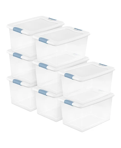 Sterilite 64 Qt Latching Box Stackable Storage Container with Lid, 8 Pack