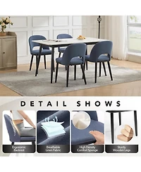 gaomon Wooden Dining Chairs Set of 6, Modern Fabric Upholstered Dining Room Chair, Large Dining Room Kitchen Chairs with High Back & Deep Seat