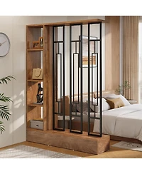 Tribesigns Wall Room Divider with Display Shelves, 70.9" Modern Freestanding Room Divider Screen with Sturdy Base, Wall Partition