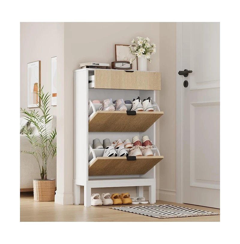 gaomon Fluted Modern Farmhouse Shoe Cabinet