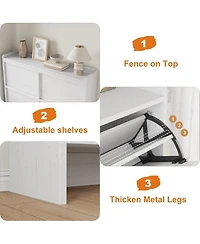 gaomon Freestanding Shoe Cabinet - 4 Flip Drawers + Drawer Adjustable Wooden Entryway Organizer
