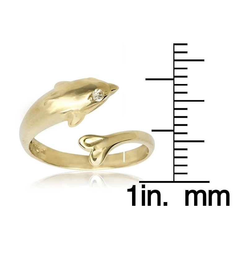 Curata Jewelry Solid 10K Gold Adjustable Nautical Dolphin toe ring toe ring
