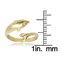 Curata Jewelry Solid 10K Gold Adjustable Nautical Dolphin toe ring toe ring