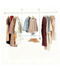 Yigii Industrial Metal Pipe Wall Garment Rack with 4 Bars