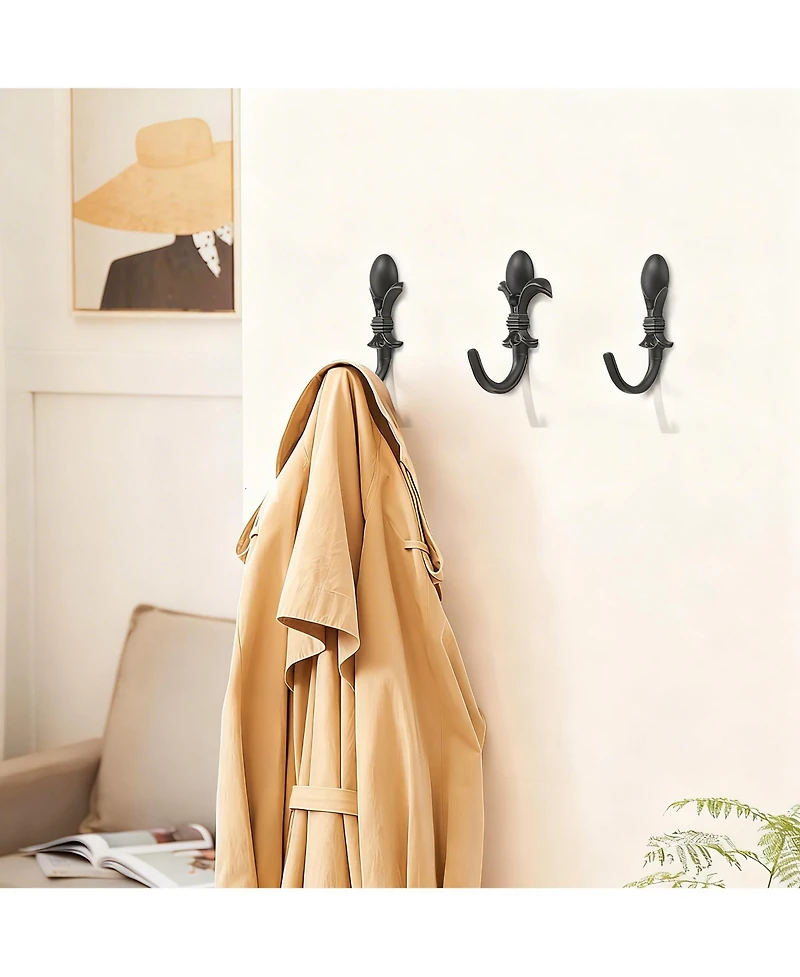 Yigii 5 Pack Heavy Duty Zinc Alloy Wall Hooks for Hanging Clothes, Towels, and More