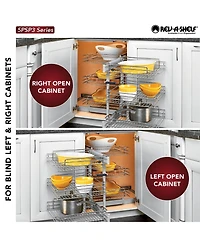 Rev-a-Shelf Pullout Corner Cabinet Organizer w/ Soft-close Three-Tier, 5PSP3-18SC-cr