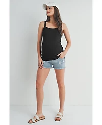 Hello Miz Maternity Ribbed Square Neck Sleeveless Tank Top