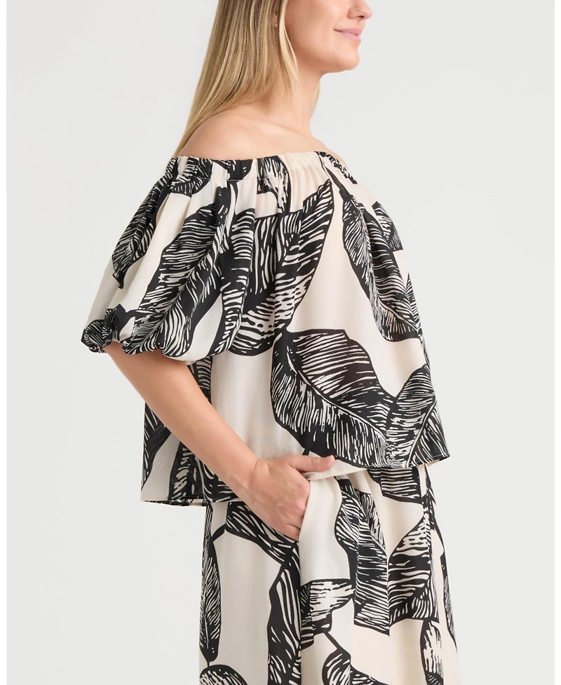 Ellen Tracy Women's Off the Shoulder Top with Puff Sleeves