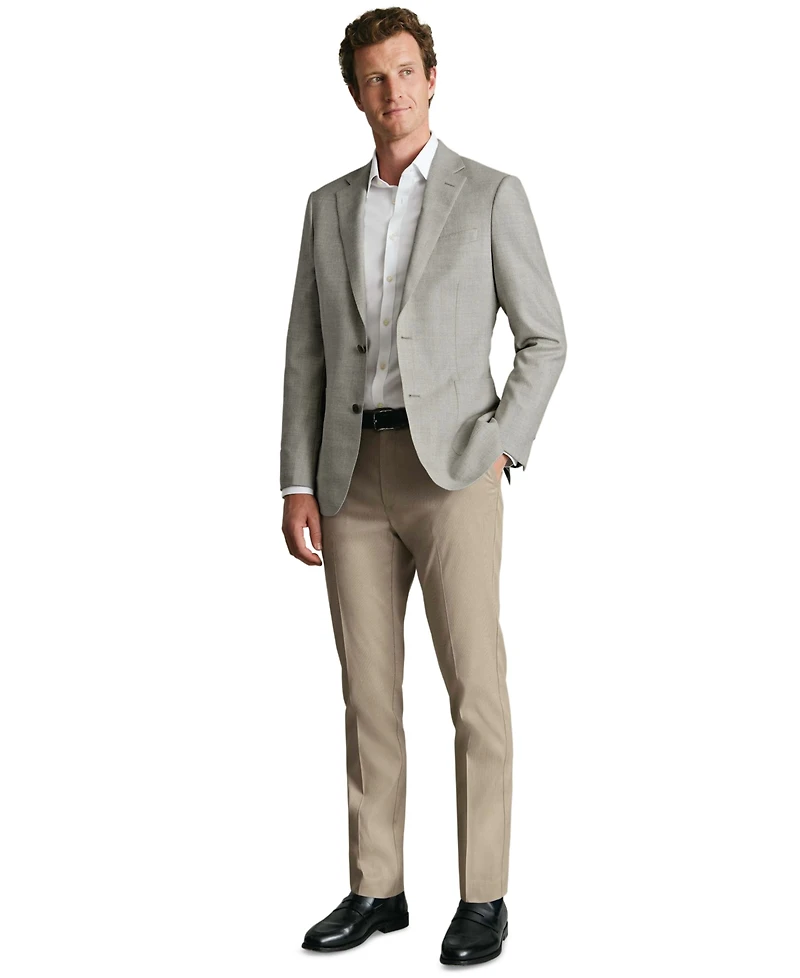 Charles Tyrwhitt Men's Slim-Fit Smart Texture Trousers Pants