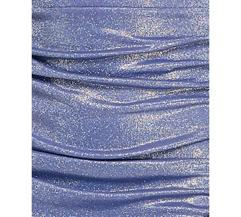 City Studios Women's Halter Sweetheart Glitter Pleated Maxi Dress