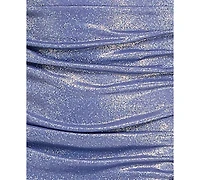 City Studios Women's Halter Sweetheart Glitter Pleated Maxi Dress