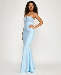 City Studios Women's Strapless Beaded Maxi Dress