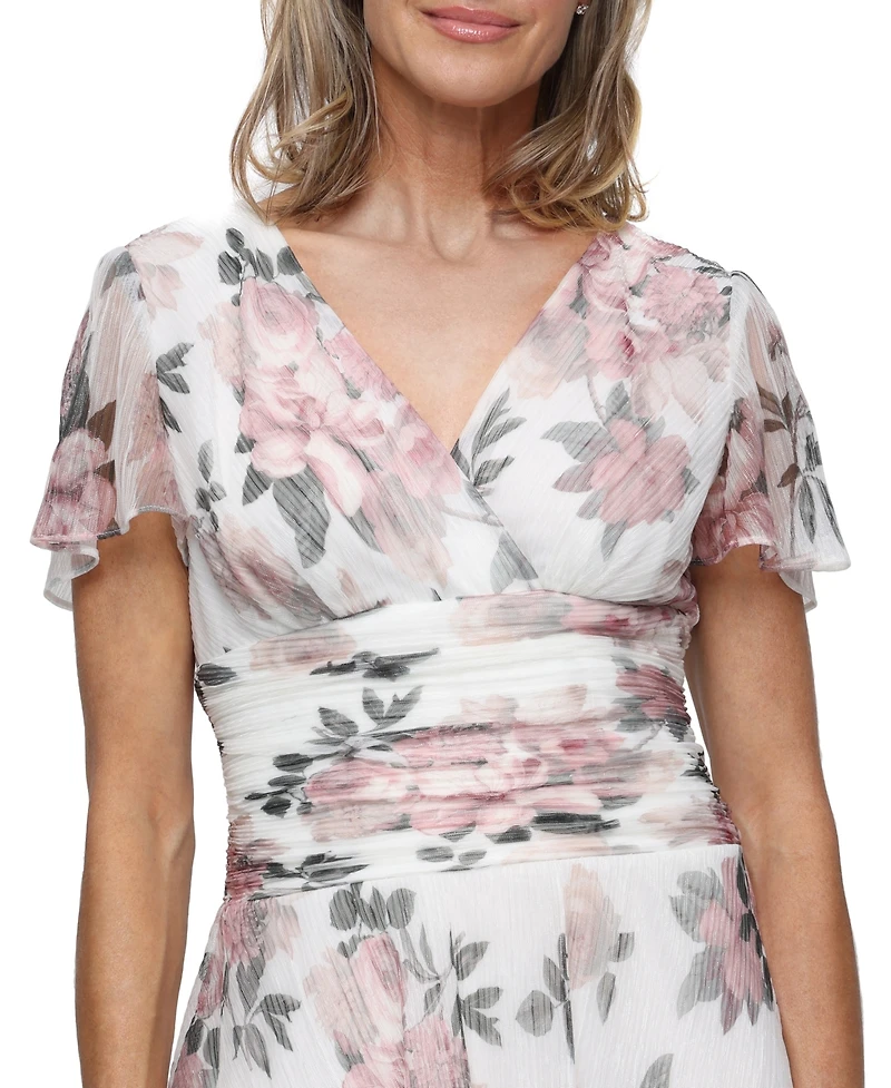 Sl Fashions Women's Printed Tea-Length Midi Dress