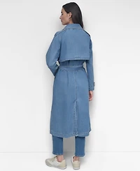 Dkny Jeans Women's Storm Flap Denim Trench Coat