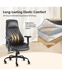 Boyel Living High Back Ergonomic Leather Office Chair with Lumbar Support, Adjustable Armrests, Silent Casters – Home Executive Desk