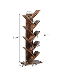 Sugift 8-Tier Free Standing Tree Bookshelf