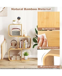 Sugift 3-Tier S-Shaped Bookcase with 3 Open Cubes for Living Room