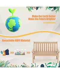 Sugift 52 Inch All-Weather Hdpe Outdoor Bench with Backrest and Armrests