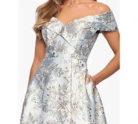 Xscape Women's Sweetheart-Neck Metallic-Jacquard Ball Gown
