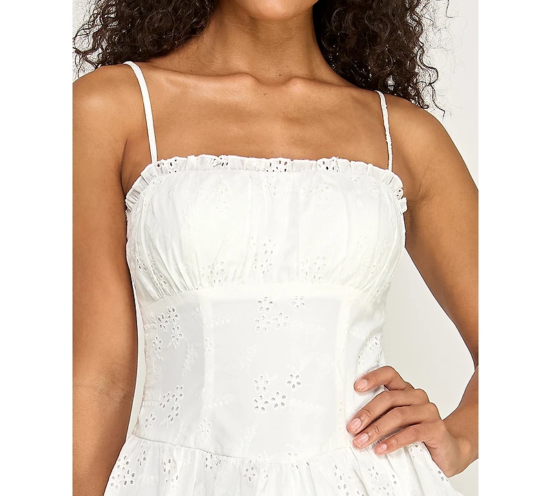 B Darlin Juniors' Spaghetti Eyelet Dress