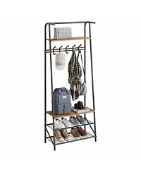 gaomon Hall Tree with 5 Hooks, 4-In-1 Entryway Coat Rack and Shoe Storage Bench