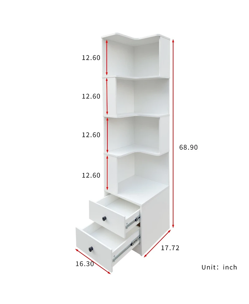 Rainsken 4 Tier Corner Bookshelf
