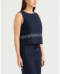 Ellen Tracy Women's Sleeveless Top with Eyelet Detailing